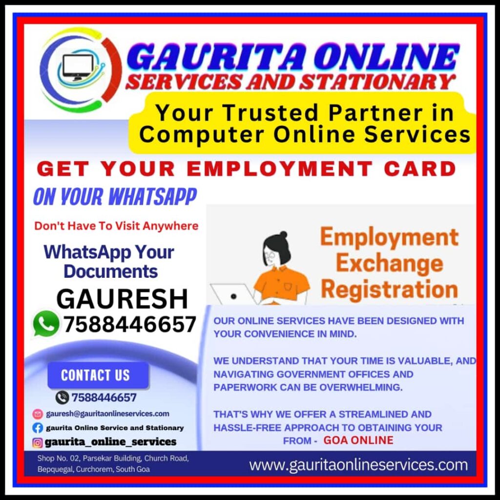 Employmet Card goa, Gaurita Online Services